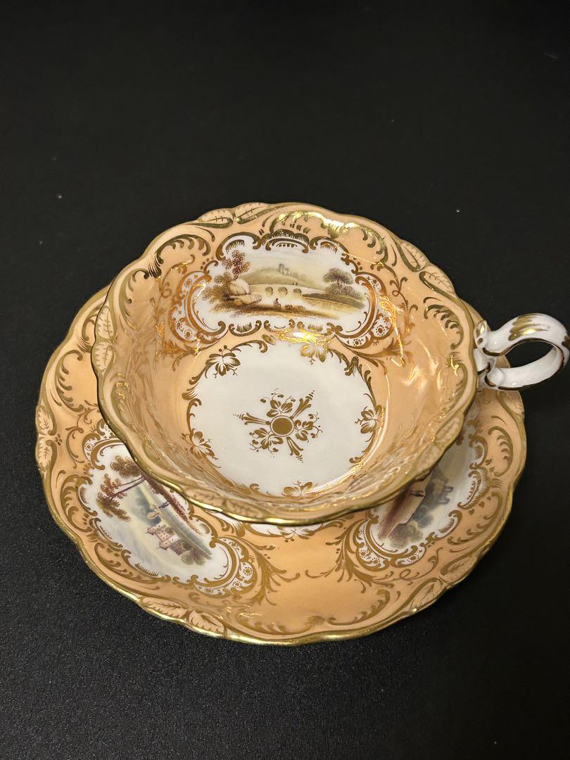 貴重。1800年代初期　英国アデレードシェイプ　コールポート　風景画