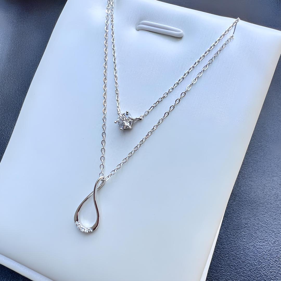 n435e【K18WG✧】フープネックレス　シルバー　シンプル　使える　ギフト n435e【K18WG✧】フープネックレス シルバー シンプル 使える ギフト