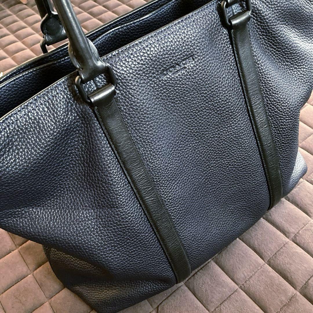COACH しぼ革　ビジネストートバッグ　紺色　美品