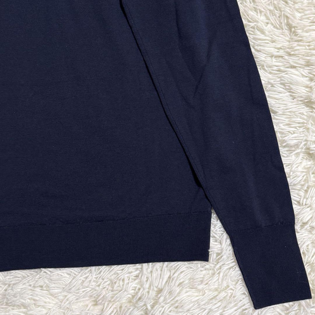 【極美品】JOHN SMEDLEY ニットポロシャツ M ネイビー 長袖 ウール