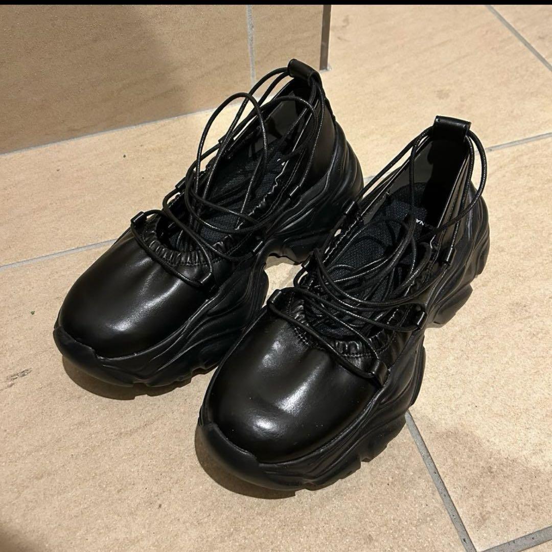 JEANASIS レースアップバレエスニーカー ブラック M 厚底