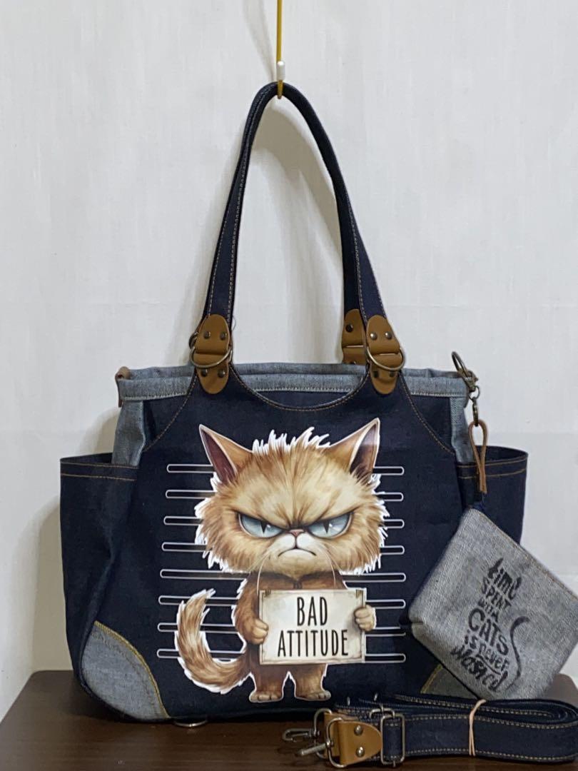 ☆岡山デニム☆カラフルネコ☆リュック対応☆4wayボストンバッグ ☆岡山デニム☆悪ネコ☆トラ猫☆リュック対応☆4wayあおりバッグ