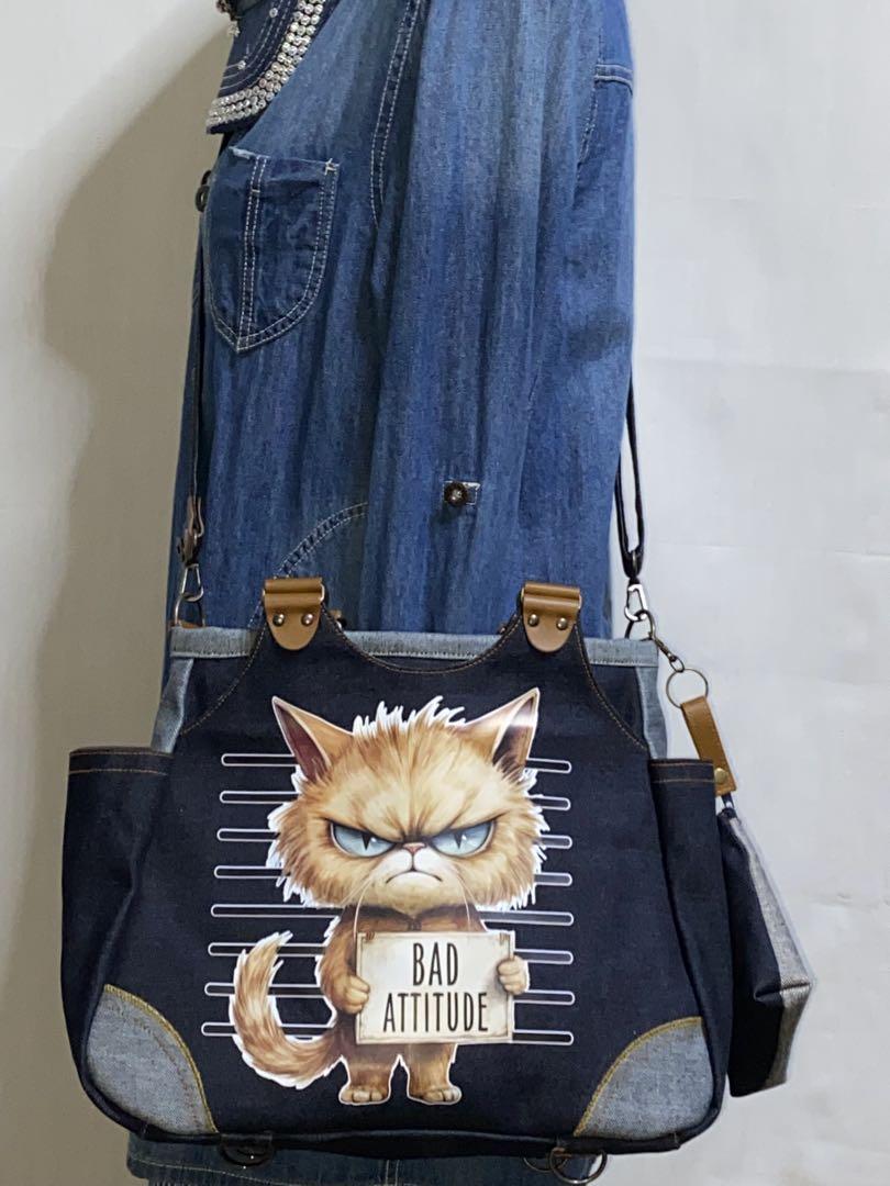 ☆岡山デニム☆悪ネコ☆トラ猫☆リュック対応☆4wayあおりバッグ