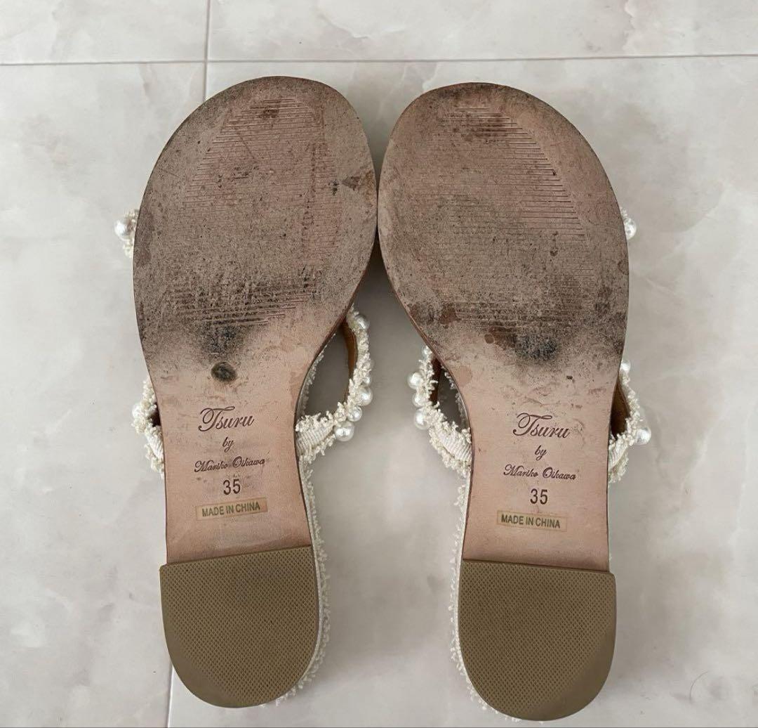 ツルバイマリコオイカワ パールサンダル Lobelia flat sandals ツルバイマリコオイカワ パールサンダル Lobelia flat sandals