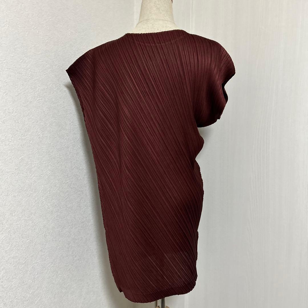 プリーツプリーズ 変形 トップス チュニック ボルドー