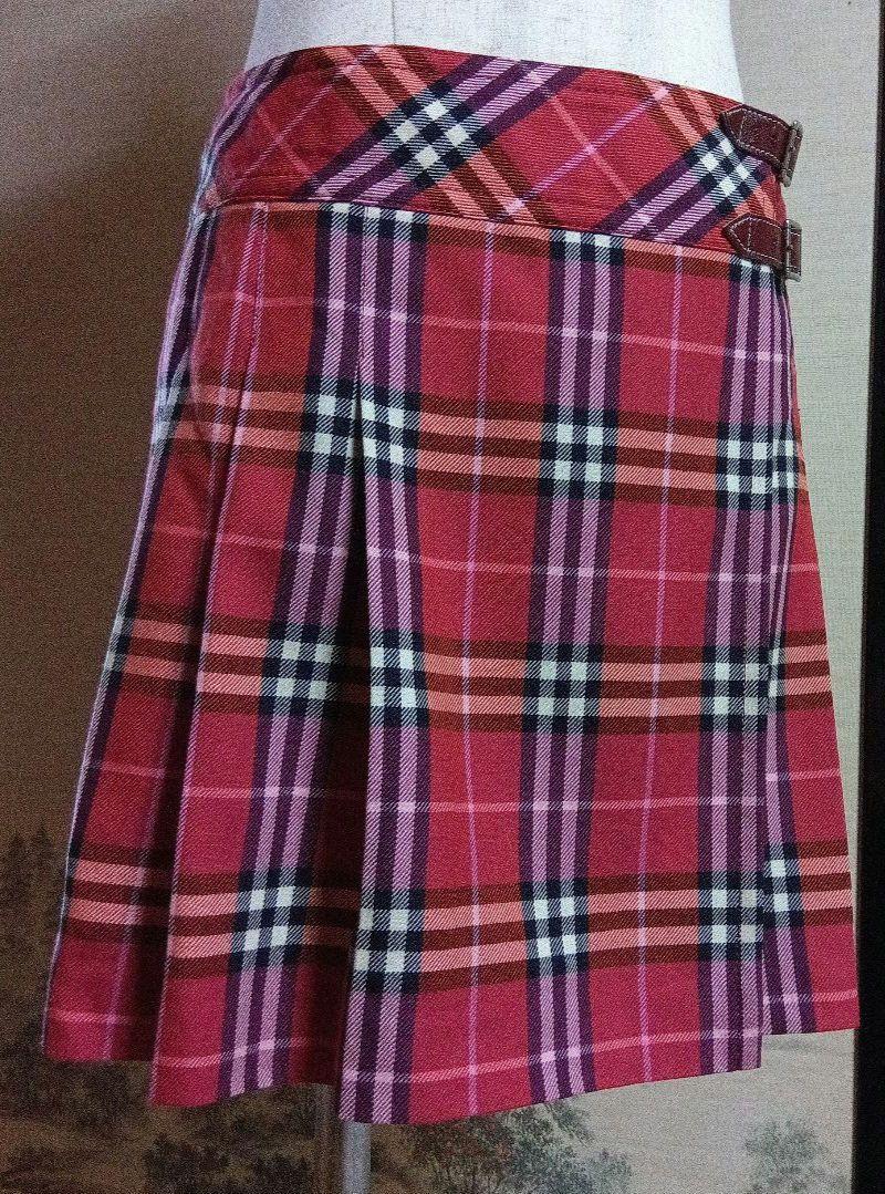 BURBERRY ブルーレーベル プリーツ スカート 36 赤 巻きスカート