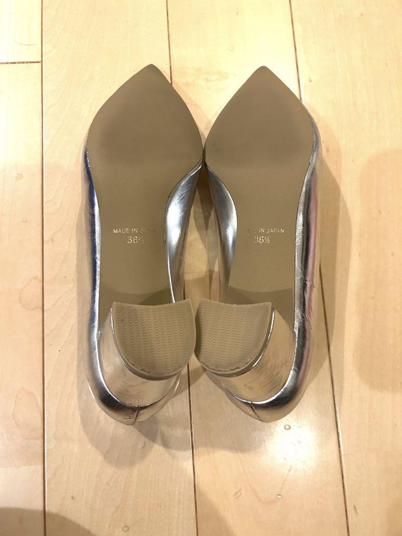 カンカン　ユナイテッドアローズ　ポインテッド チャンキーパンプス　シルバー