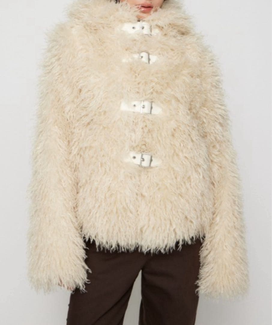 ラグアジェム LONG FAUX FUR BELTED jacketFREE SIZE・LAGUA GEM