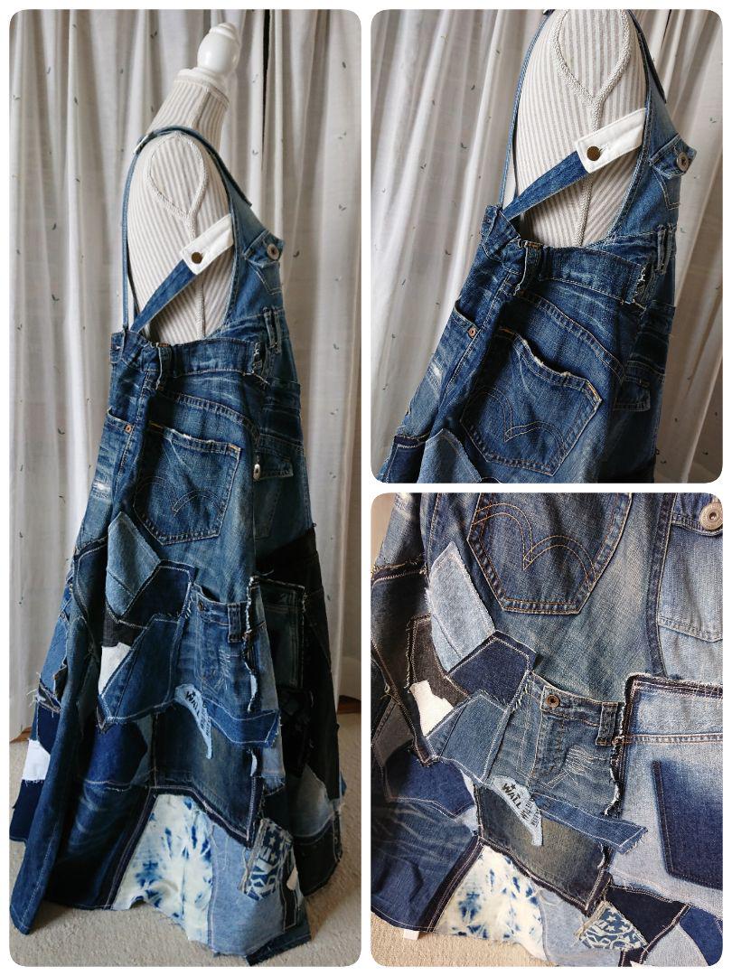 在庫即納 一点物 たっぷりLevi's♡ステップ重ね×パッチワーク 4yGf3-m57408383447 100%新品人気