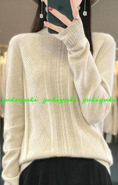 L極上柔らかカシミヤ100％★なめらかケーブル編みハイネックニット♪ベージュL 人気・おすすめ｜売れ筋商品・話題商品におすすめ 品質チェック済み 安心配送