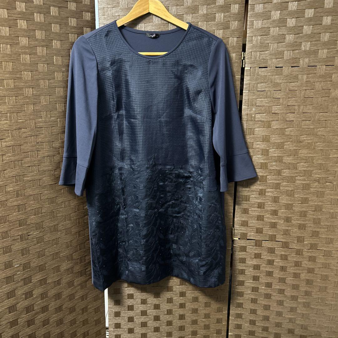 大人気新品 L 七部袖 チュニック ネイビー PISANO 美品 メルカリ - トップス