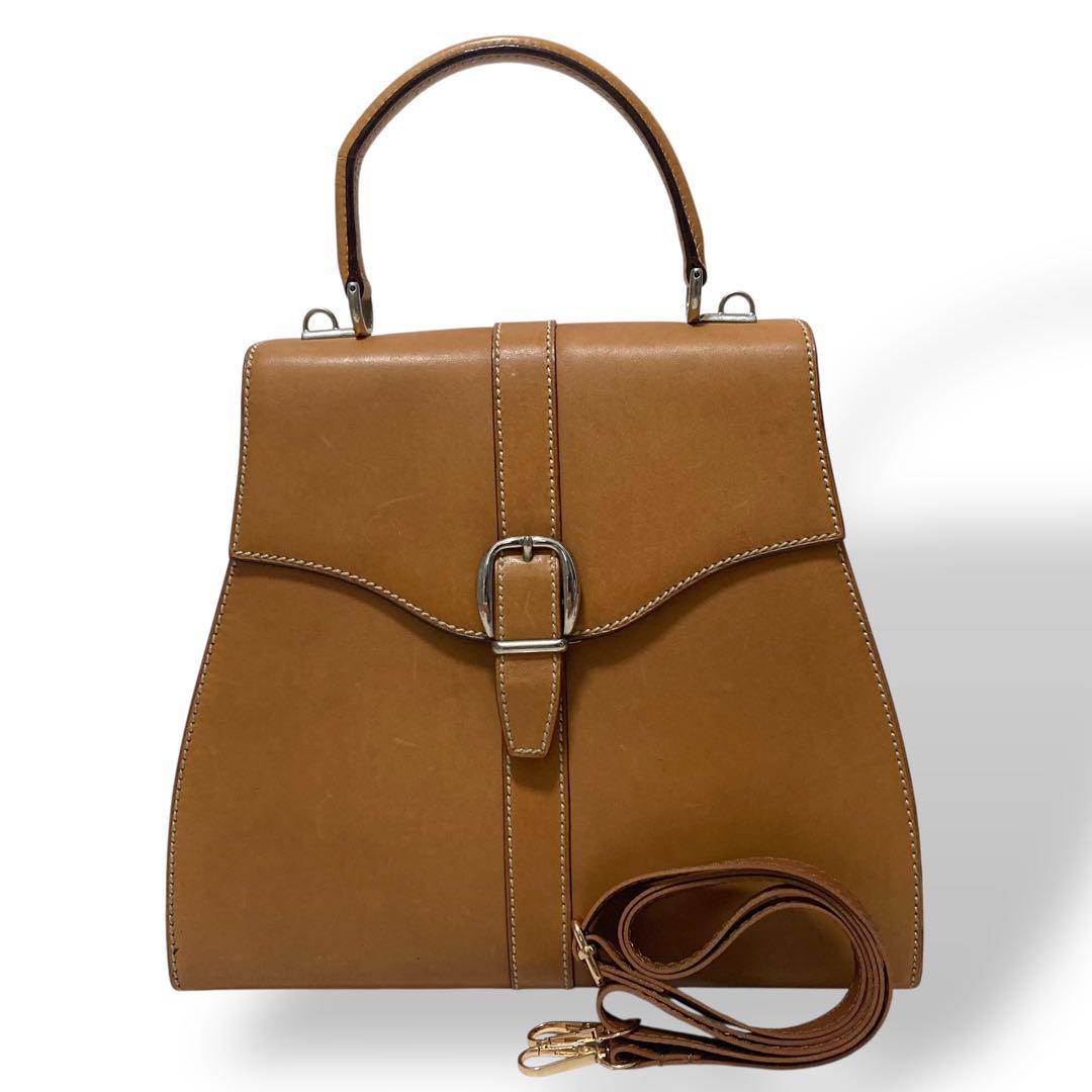 【ヴィンテージ】グッチ　2way ショルダーバッグ　ハンド　キャメル　レザー