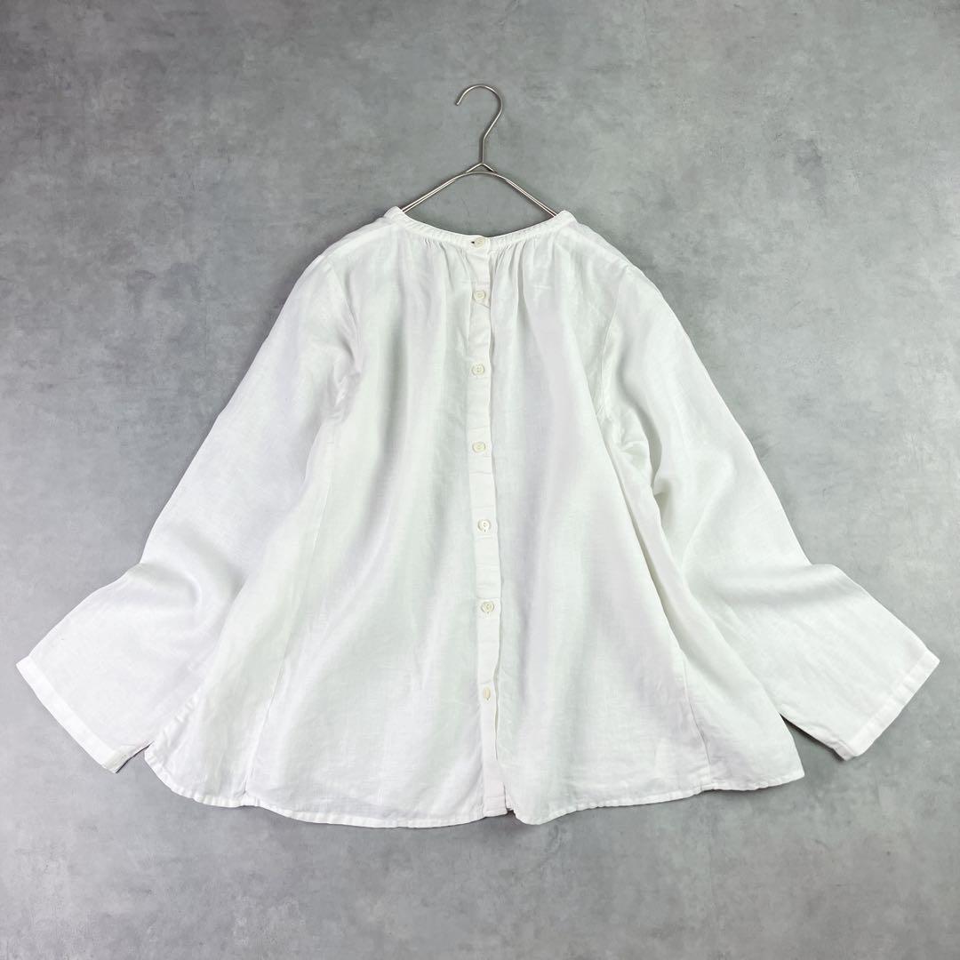 nest Robe リネンバンドカラーブラウス シャツ 2way オフホワイト
