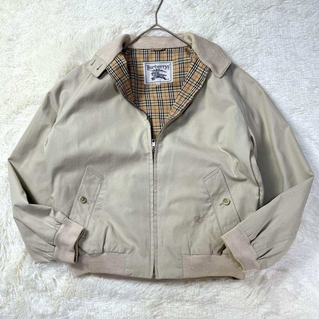 【美品】BURBERRY ノバチェック ハリントンジャケット size48 レア 90S】バーバリー ハリントンジャケット スイングトップ G9