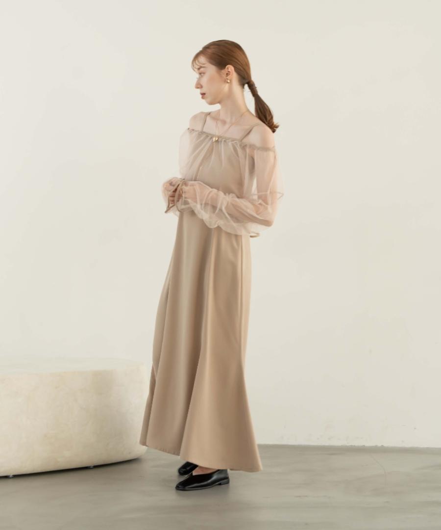 S 即日発送 新品 hinari チュールオケージョンドレス セット BEIGE