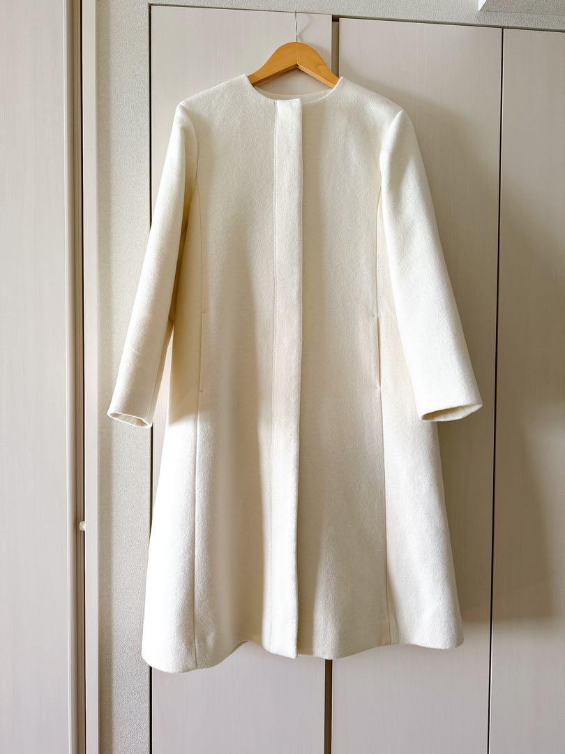 新品 セルフォード バックタック カシミヤ混ノーカラーコート