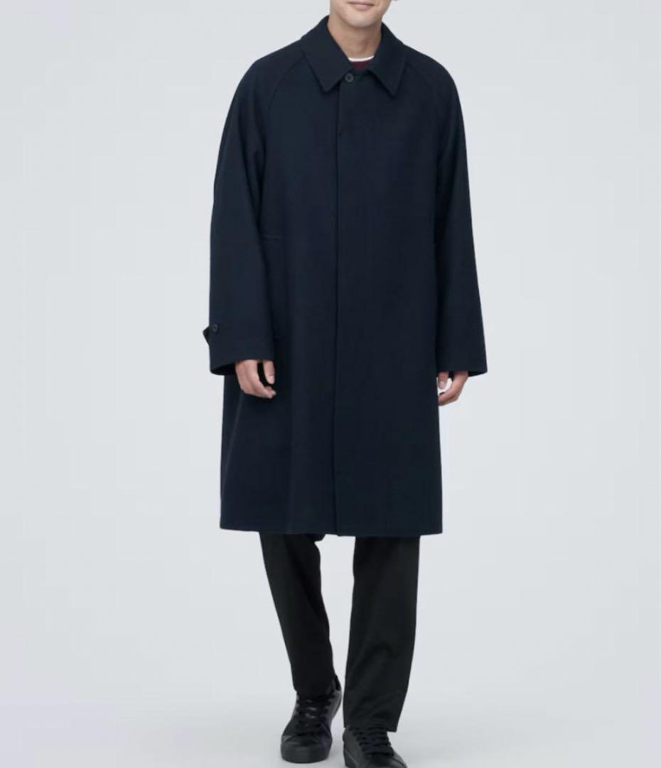 未使用 無印良品 2024AW 再生ウール混　コート　M ネイビー