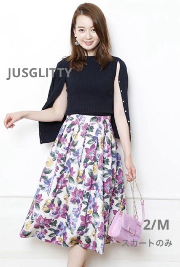 JUSGLITTYジャスグリッティ　レトロフラワープリントスカート　パープル 2