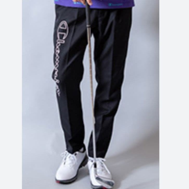 チャンピオン メンズゴルフ アンクル丈 スラックスパンツ ブラック ビッグロゴXL(LL)・Champion