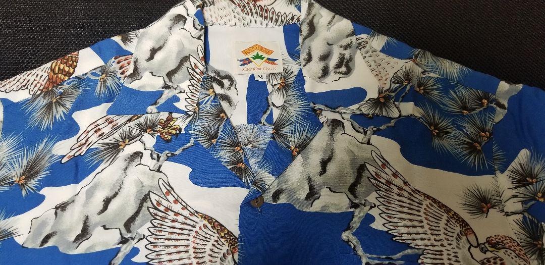 アロハシャツ made in HAWAII 和柄 はやぶさ 松 M表記大きめ