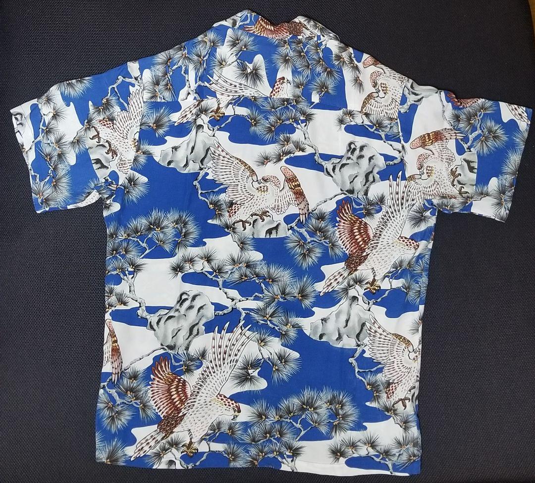 アロハシャツ made in HAWAII 和柄 はやぶさ 松 M表記大きめ