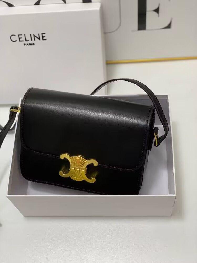 Yahoo!オークション -「celineセリーヌレザーショルダーバッグ黒