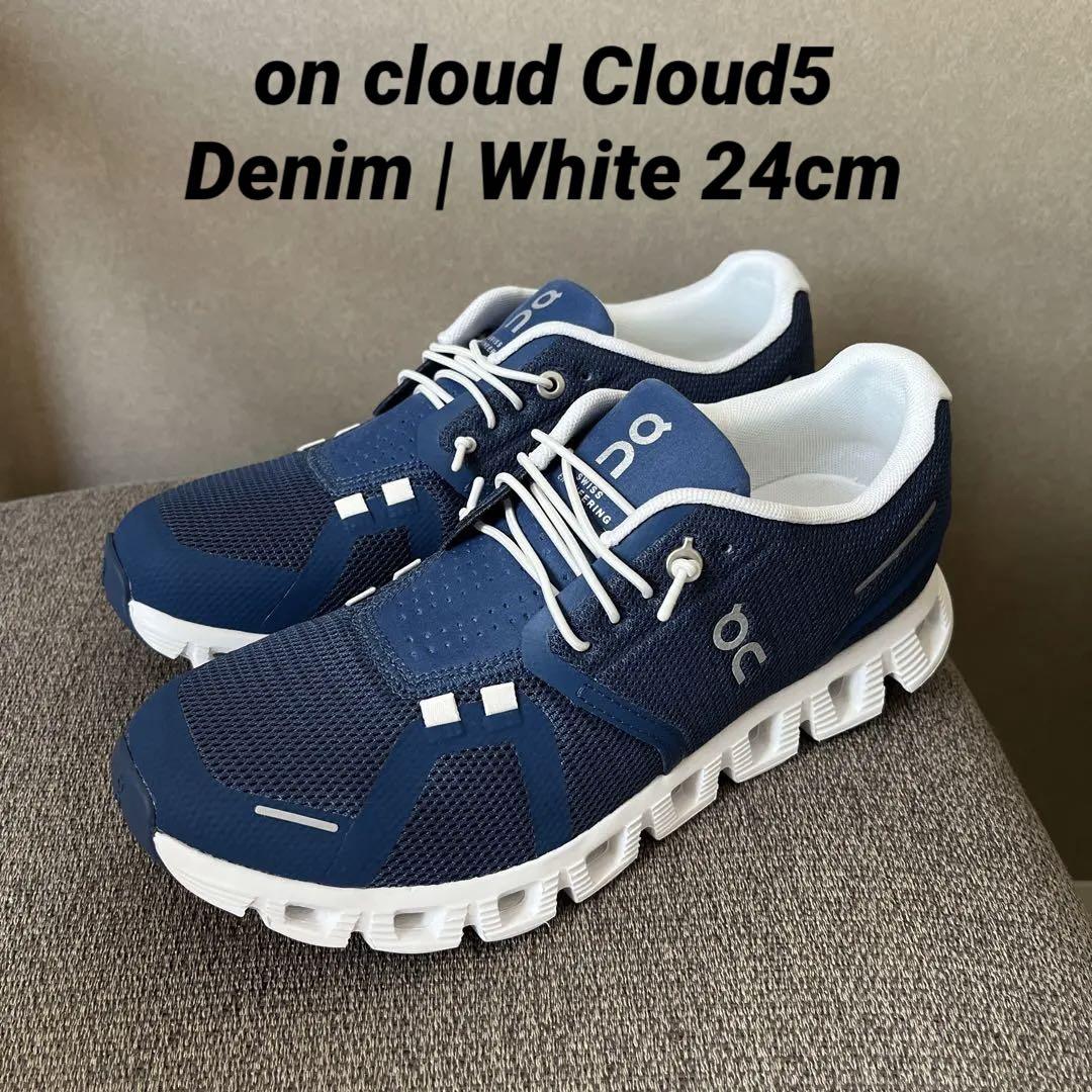 on cloud Cloud5 Denim | White 24cm