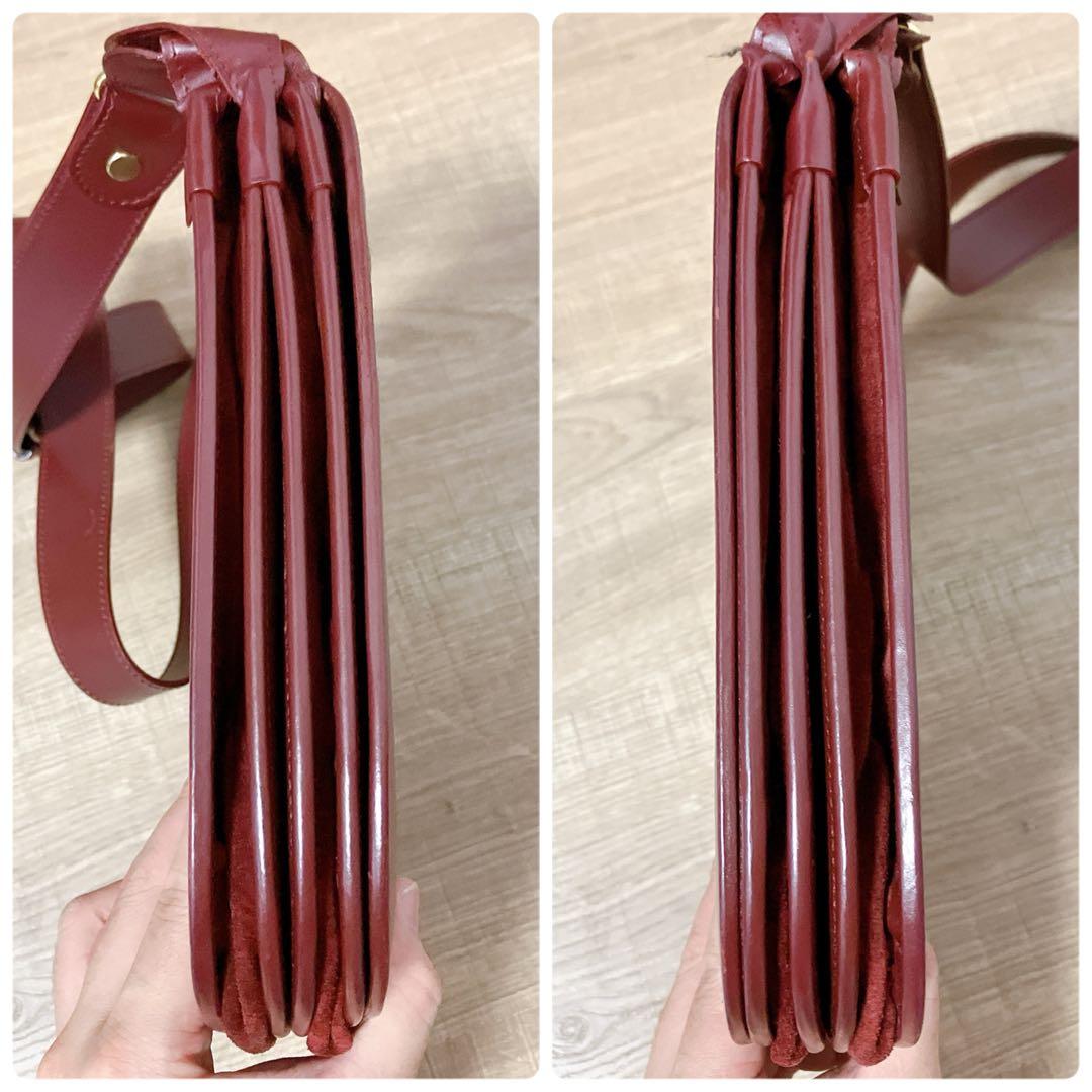 【美品】カルティエ　ショルダー　メッセンジャーバッグ　ボルドー　マストライン