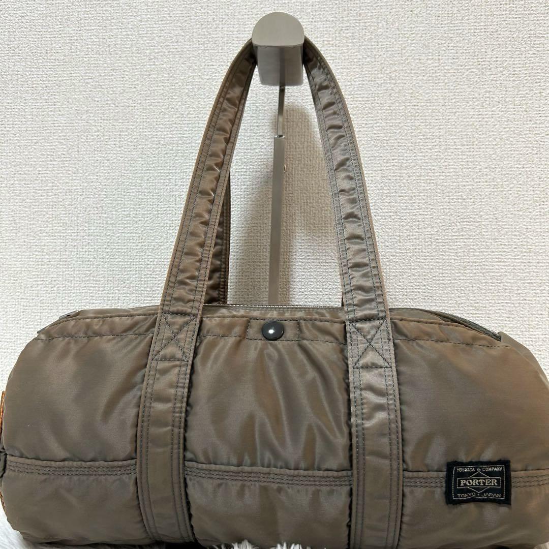 【美品✨廃盤カラー/希少】ポーター　ドラムバッグ　シルバーグレー　タンカー　L