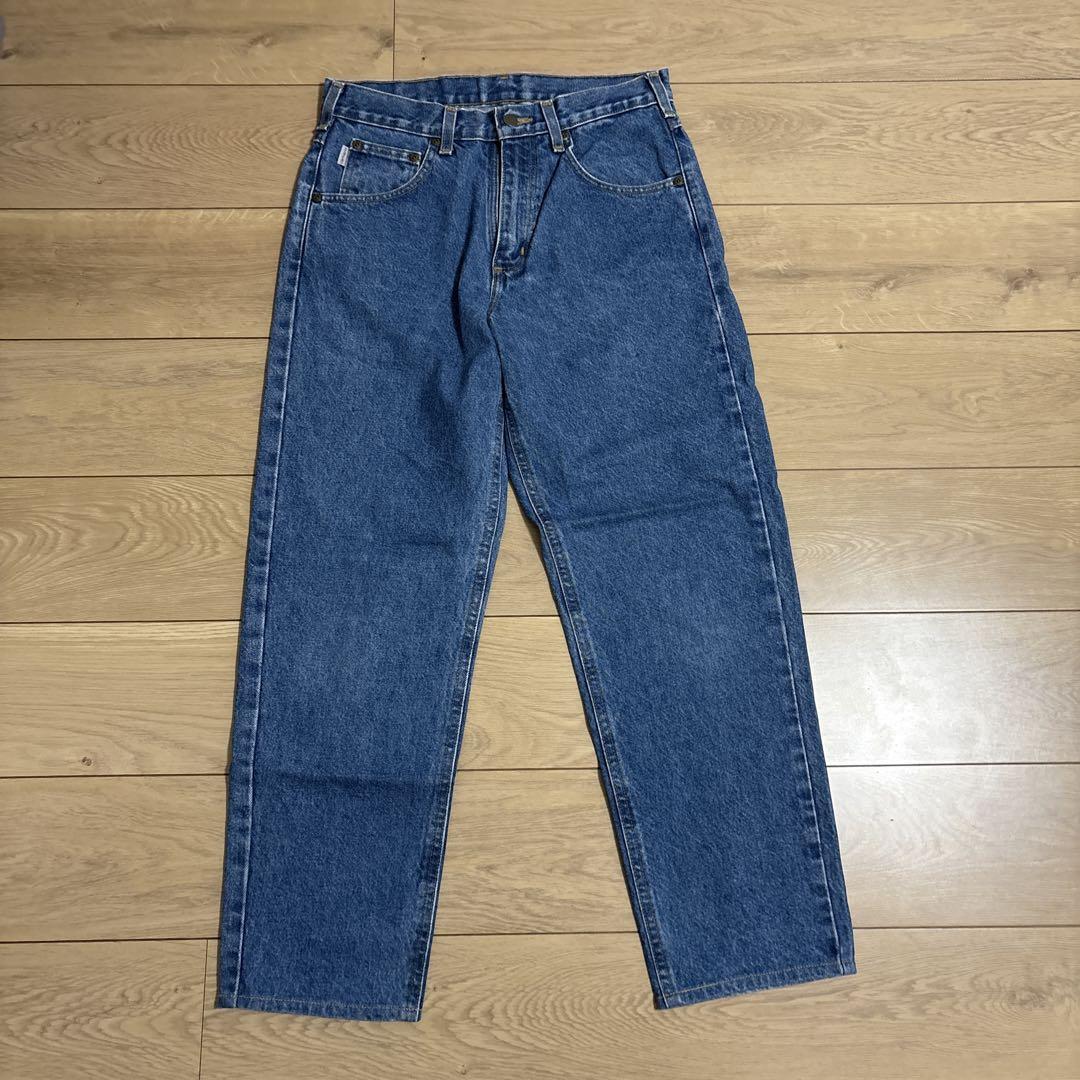 Carhartt ブルーデニム ストレートパンツ Carhartt ブルーデニム ストレートパンツ - メルカリ