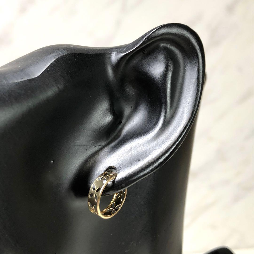 K18 18金　18k フープピアス　柄　イエローゴールド♡②