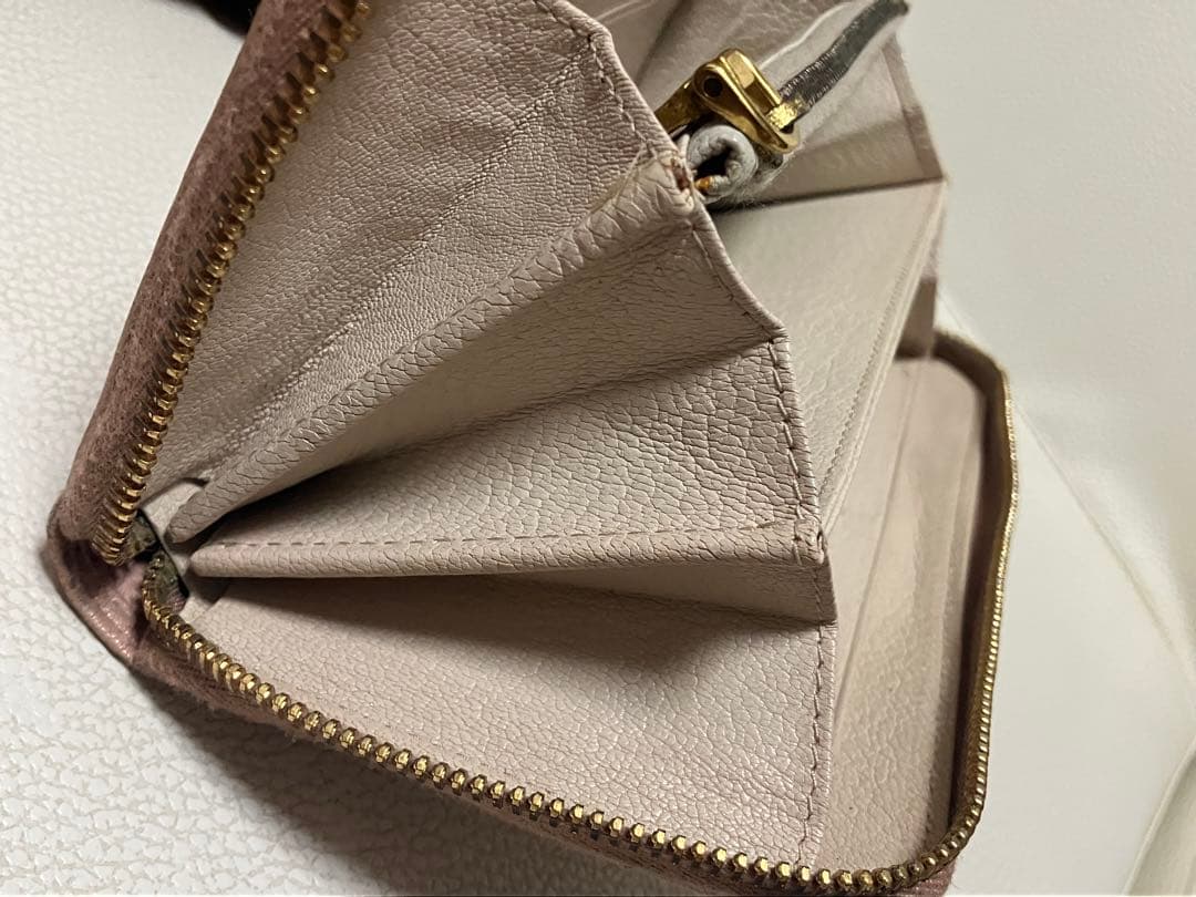 MIU ピンクレザーリボン付き長財布