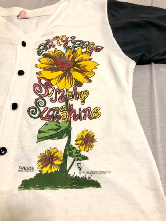 Betty Boop90s柄プリントひまわりベースボールシャツ希少レア メルカリ