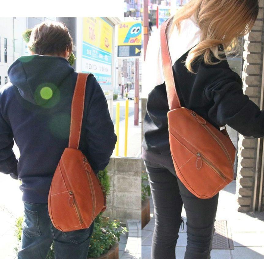 美品 レザークラフト優 ボディバッグ ライトブラウン
