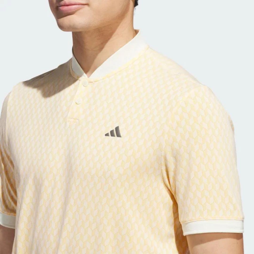 【adidas GOLF/アディダス】ジャガードボタンモックネック半袖シャツ・L