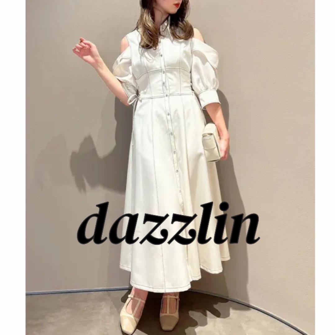 美品✨ dazzlin オープンショルダーデニムステッチワンピース
