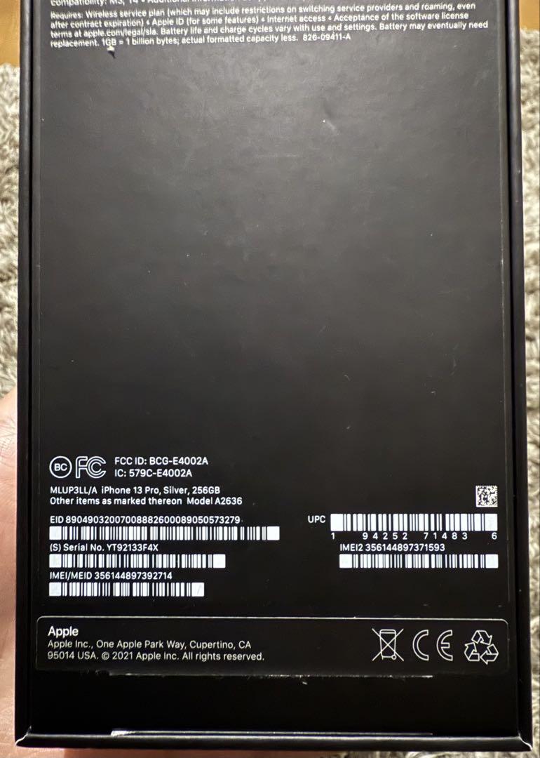 *花　iPhone13 Pro 256GB シルバー　海外版　SIMフリー