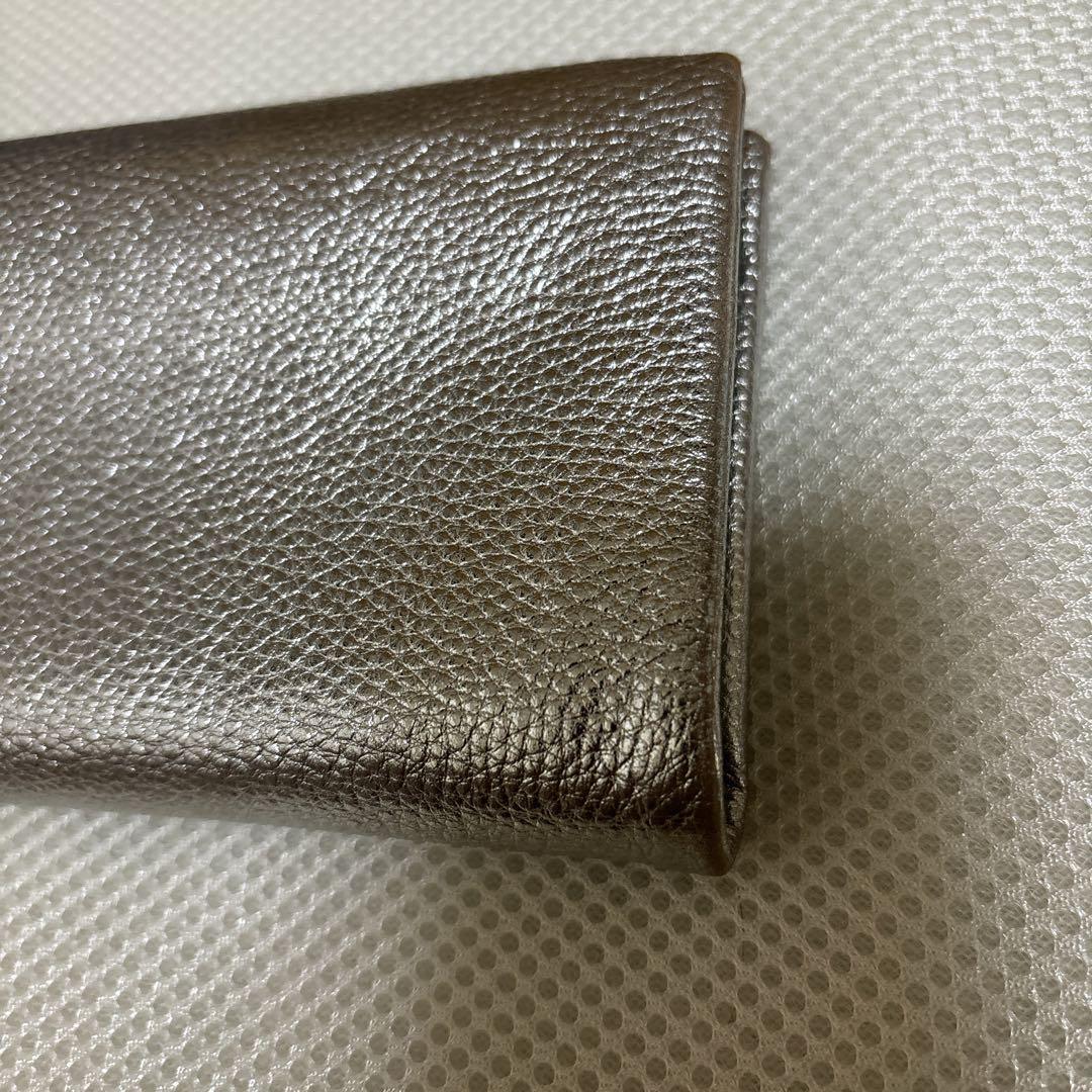 ビュレ Beau're 本革ラウンドジップ 二つ折り財布 （シルバー