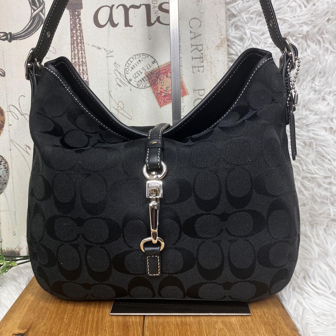COACH ブラック ショルダーバッグ ワンショルダー シグネチャー