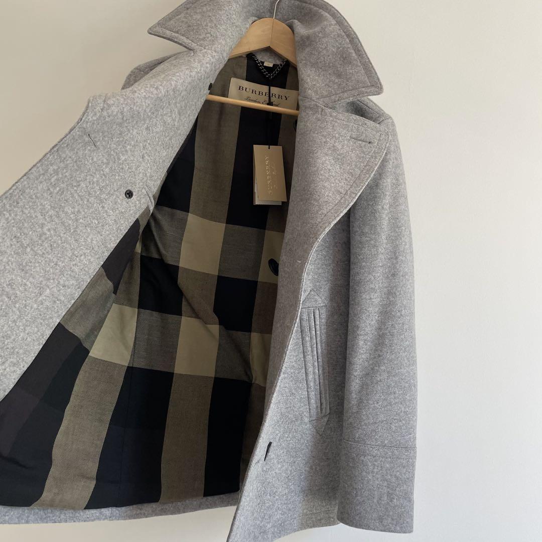 〈新品未使用タグ付き〉Burberry ダブルボタン ピーコート ライトグレー