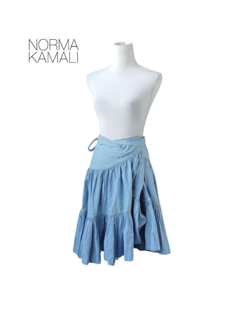 NORMA KAMALI ノーマカマリ　デニム風　ラップ　ティアード　スカート