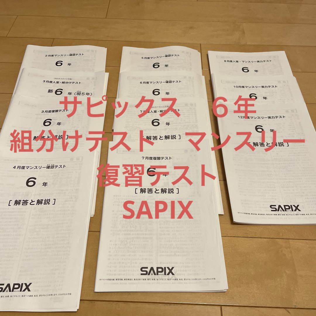 サピックス ６年 組分けテスト 全11回 マンスリー 復習テスト SAPIX-