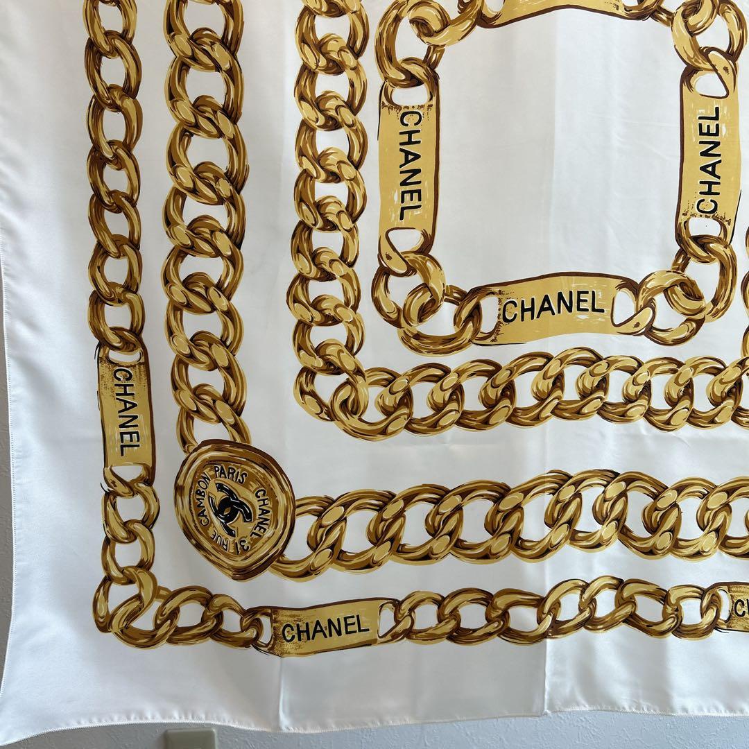 シャネル CHANEL ヴィンテージスカーフ チェーン柄 カンボンロゴ