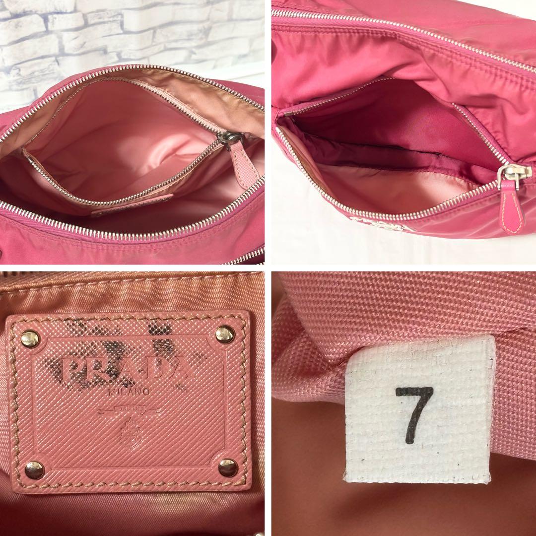 PRADA・ショルダーバッグ ナイロン×サフィアーノレザー ルビーピンク系 PRADA・ショルダーバッグ ナイロン×サフィアーノレザー ルビーピンク系