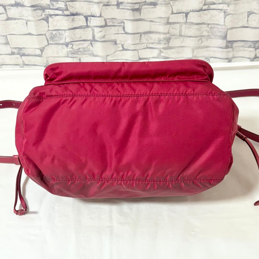 PRADA・ショルダーバッグ ナイロン×サフィアーノレザー ルビーピンク系 PRADA・ショルダーバッグ ナイロン×サフィアーノレザー ルビーピンク系