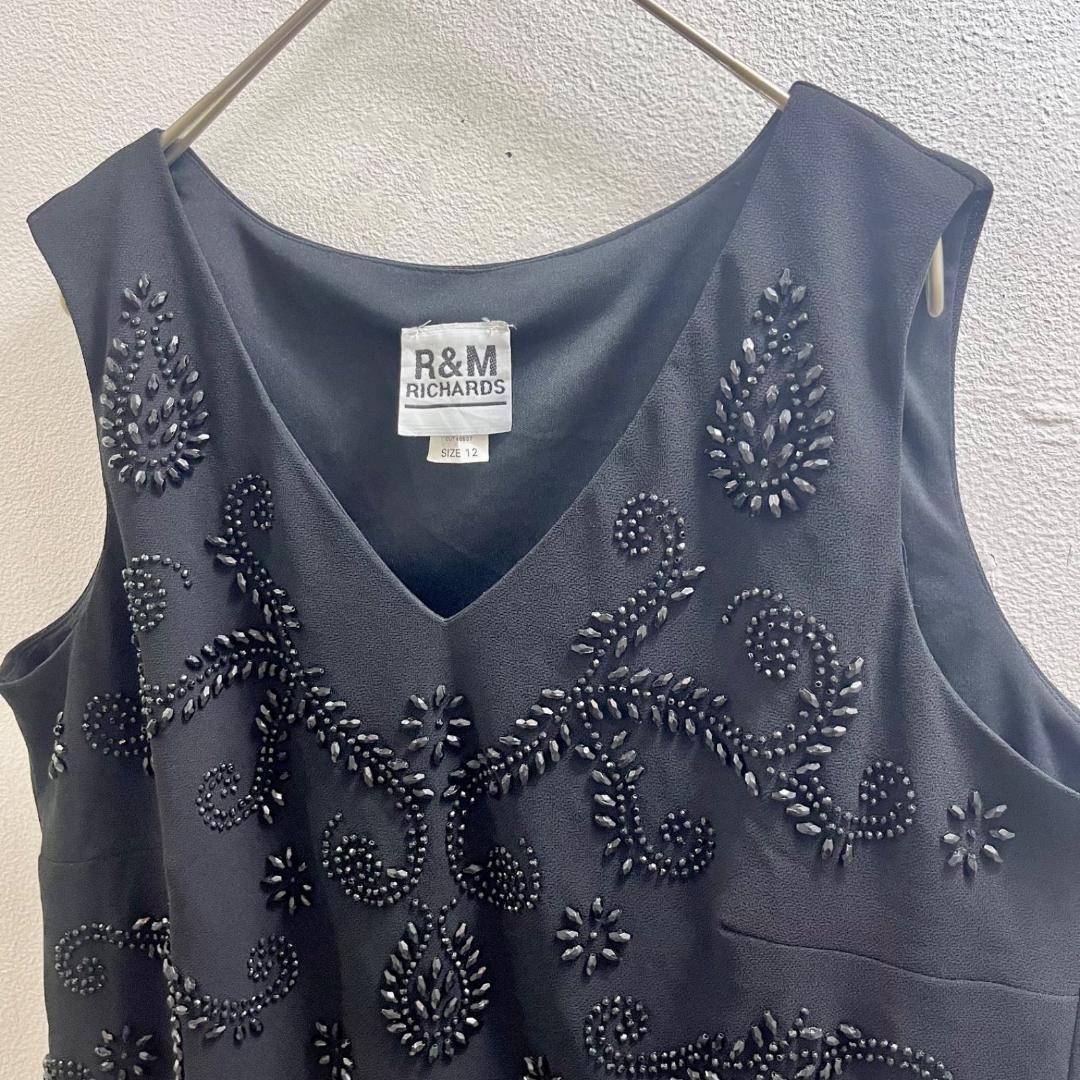 USA製 90s ノースリーブ ブラウス 刺繍トップス ビーズ 希少 レア ヴィ