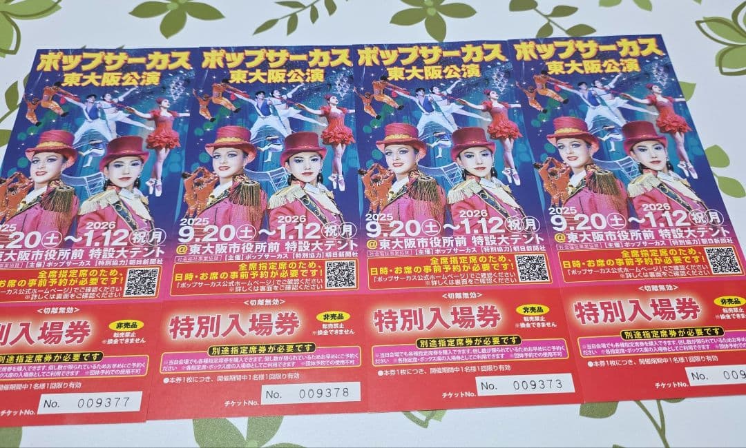  ポップサーカス 東大阪公演 特別入場券 サーカス 演劇 芸能
