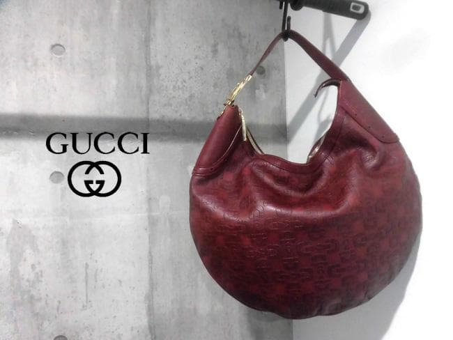 GUCCI グッチ ホースビット レザー ショルダーバッグ 本革 ボルドー 伊製