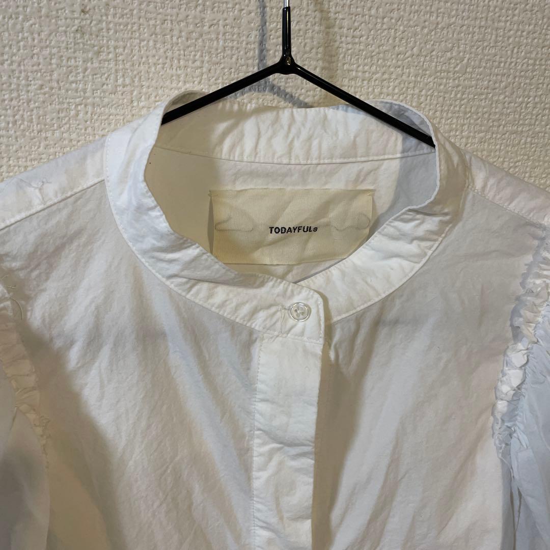 todayful カットオフパフショルダーシャツ