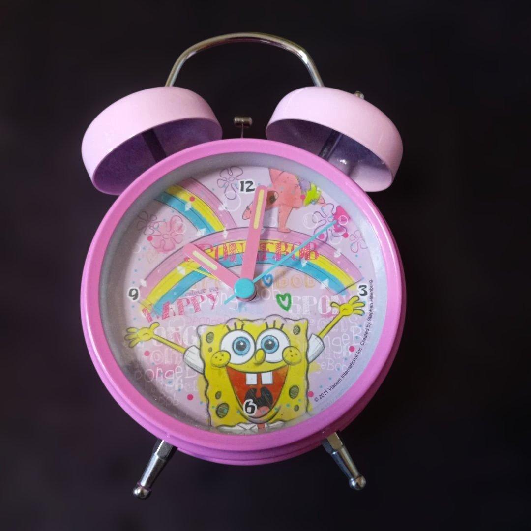 ジャンク スポンジ・ボブ 目覚まし時計 ツインベル ピンク ティーズ